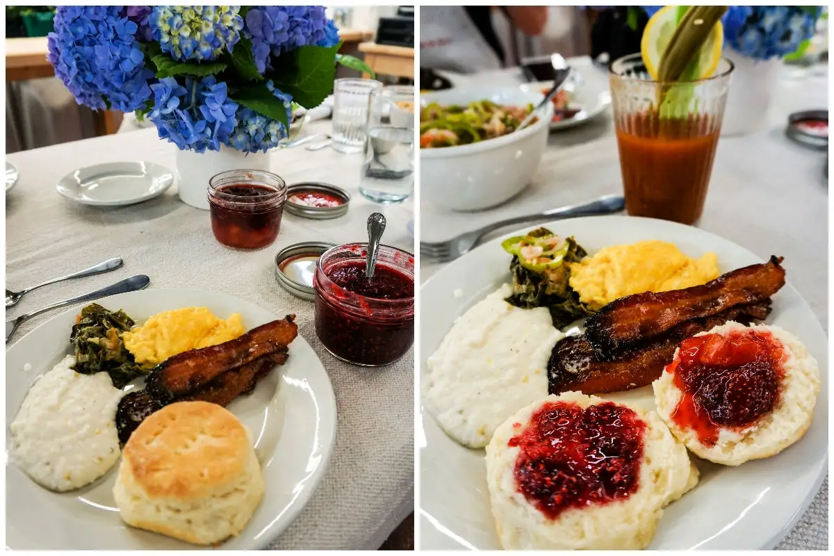 Brunch at the Learning Kitchen Atlanta following the biscuit and jam cooking class