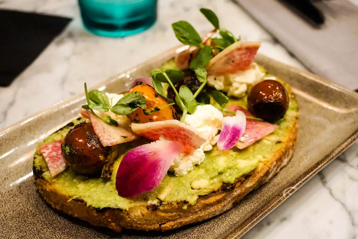 Avocado toast at Local Motives, the flagship restaurant of the W Atlanta Downtown