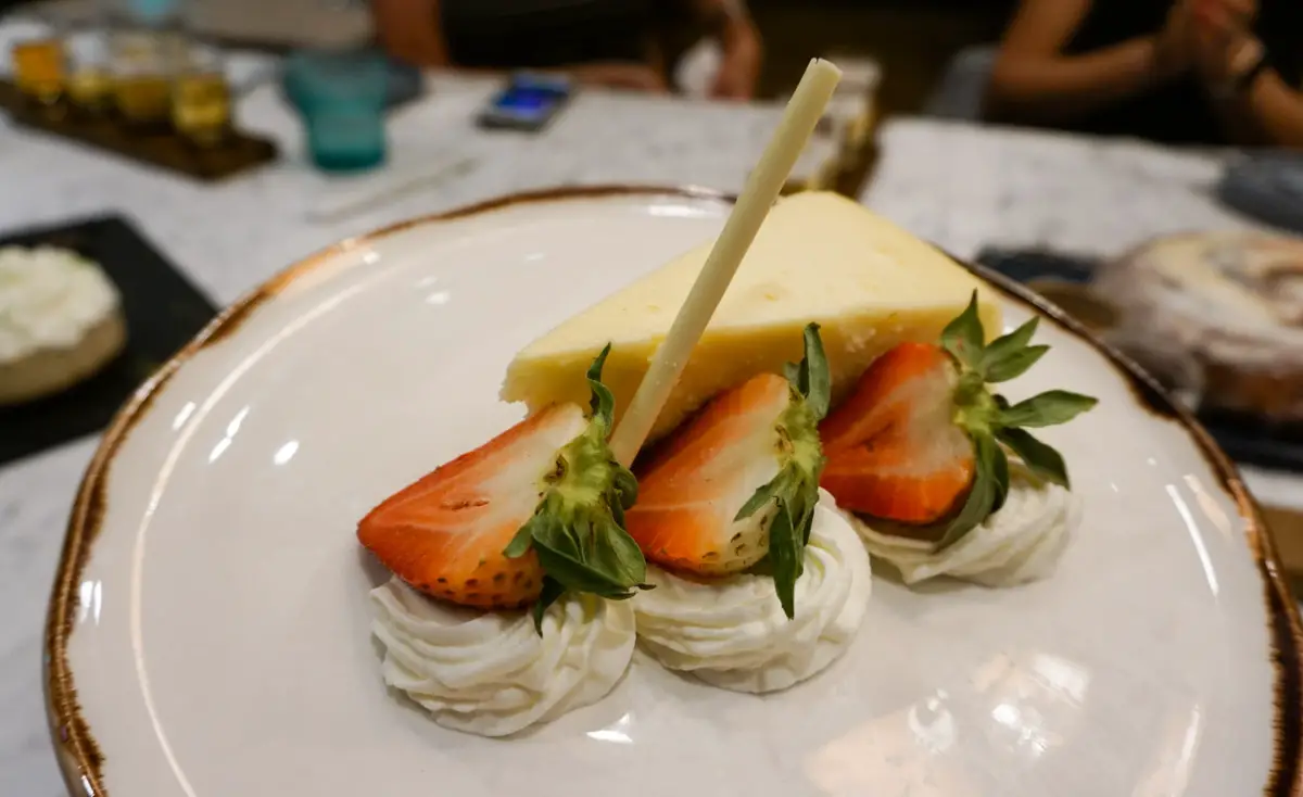 For dessert, Local Motives serves a cheesecake of rotating flavors as well as a raw vegan cheesecake in Atlanta, Georgia