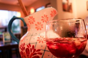 Red sangria is available by the glass, half pitcher, or pitcher at the Chimney House Grill & Cafe in Fort Lauderdale, Florida.