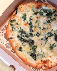 Spinach artichoke pizza from Antonio's Cucina Italiana in Dearborn Heights, Michigan