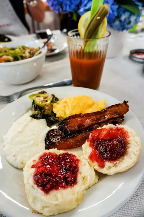 Freshly baked buttermilk biscuits are served with homemade jam at the Learning Kitchen Atlanta