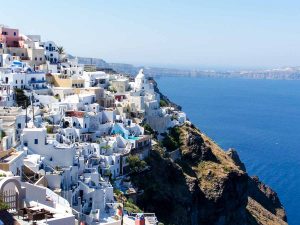 Cliffside view of Fira, Santorini