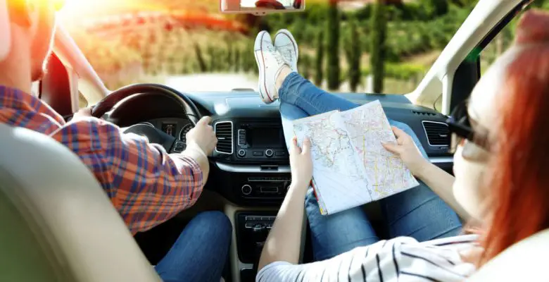 Couple travels by car