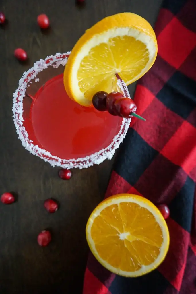 Cranberry Orange Margarita in festive holiday setting