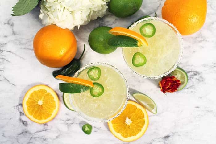 Spicy sparkling citrus margaritas