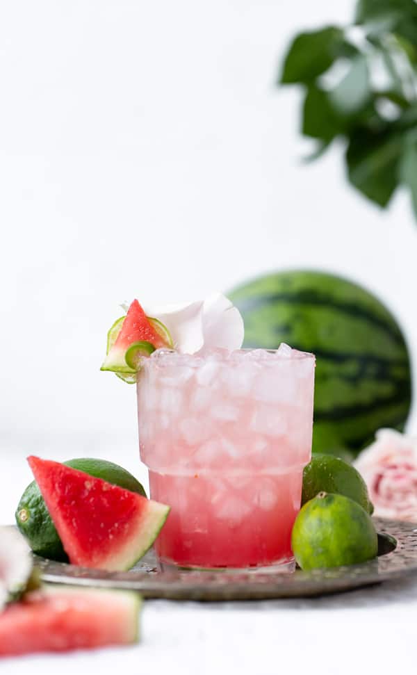 Sweet-and-spicy Sparkling Rosé Watermelon Margarita