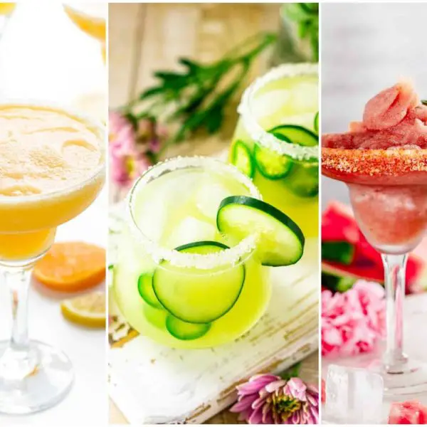 Flavored margaritas: triple citrus frozen margarita, cucumber-jalapeño margarita, and frozen spicy watermelon basil margarita