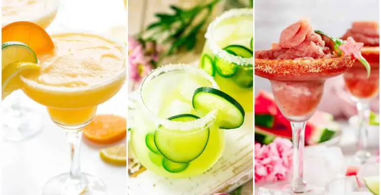 Flavored margaritas: triple citrus frozen margarita, cucumber-jalapeño margarita, and frozen spicy watermelon basil margarita