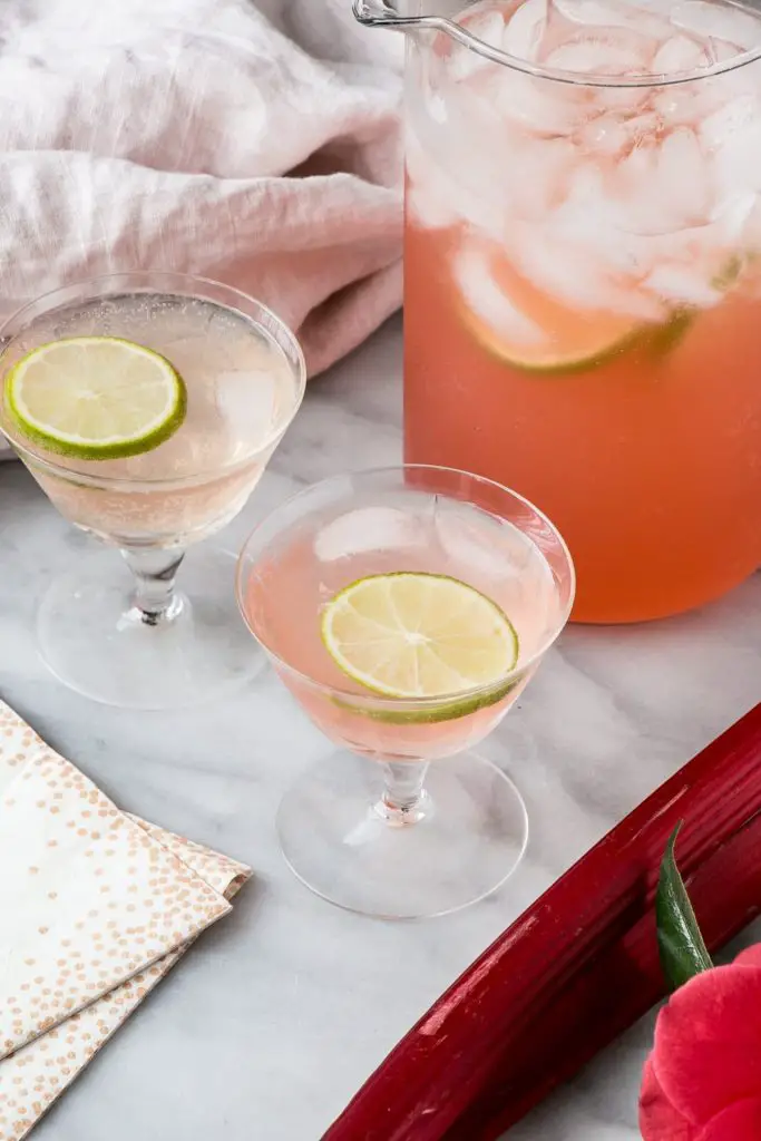 Sparkling rhubarb margarita