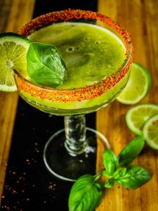 Honeydew basil spicy margarita