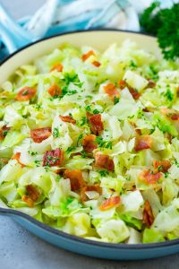 Fried cabbage with bacon