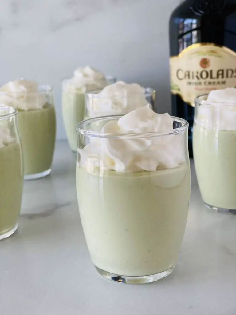 Green St Patrick's Day pudding shots