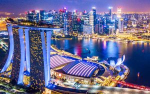 Singapore skyline at night