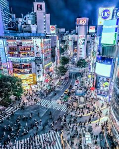 High Angle View Of Traffic On Road In Tokyo, Japan