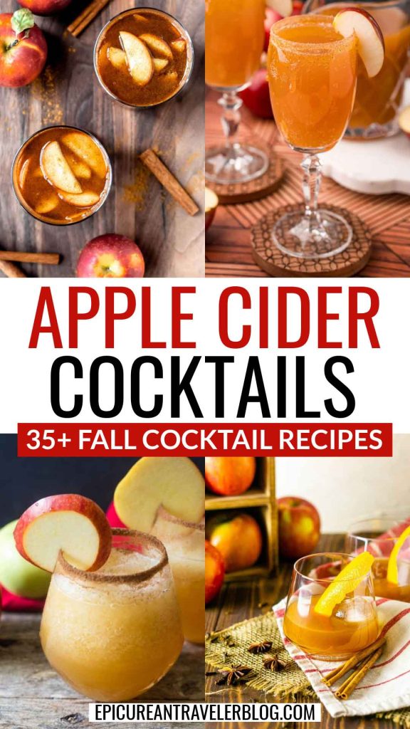 Collage of apple cider fall cocktails