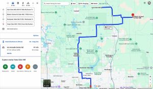 Map of driving route to four Michigan cider mills in northern Macomb and Oakland counties