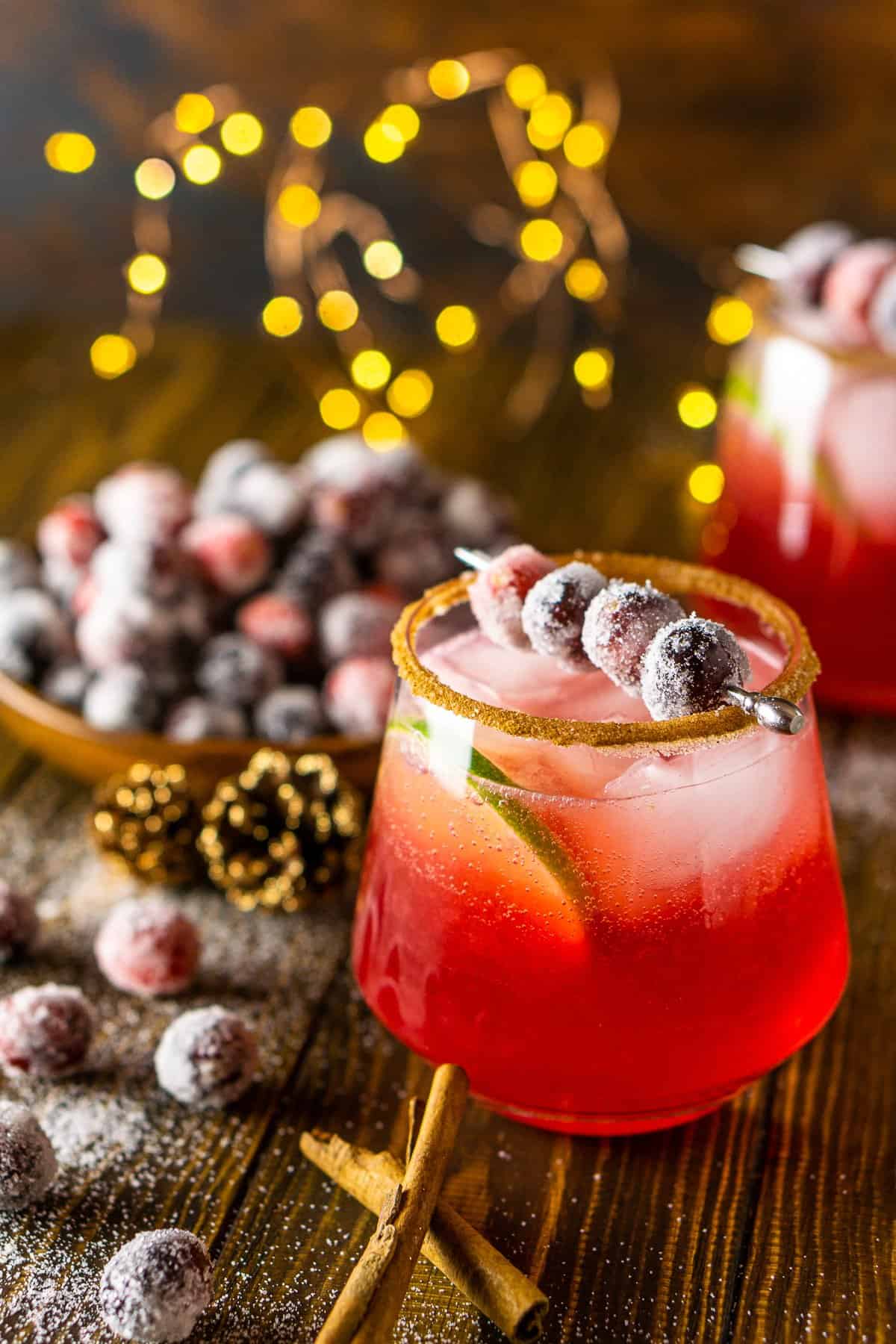Sparkling cranberry-ginger margarita