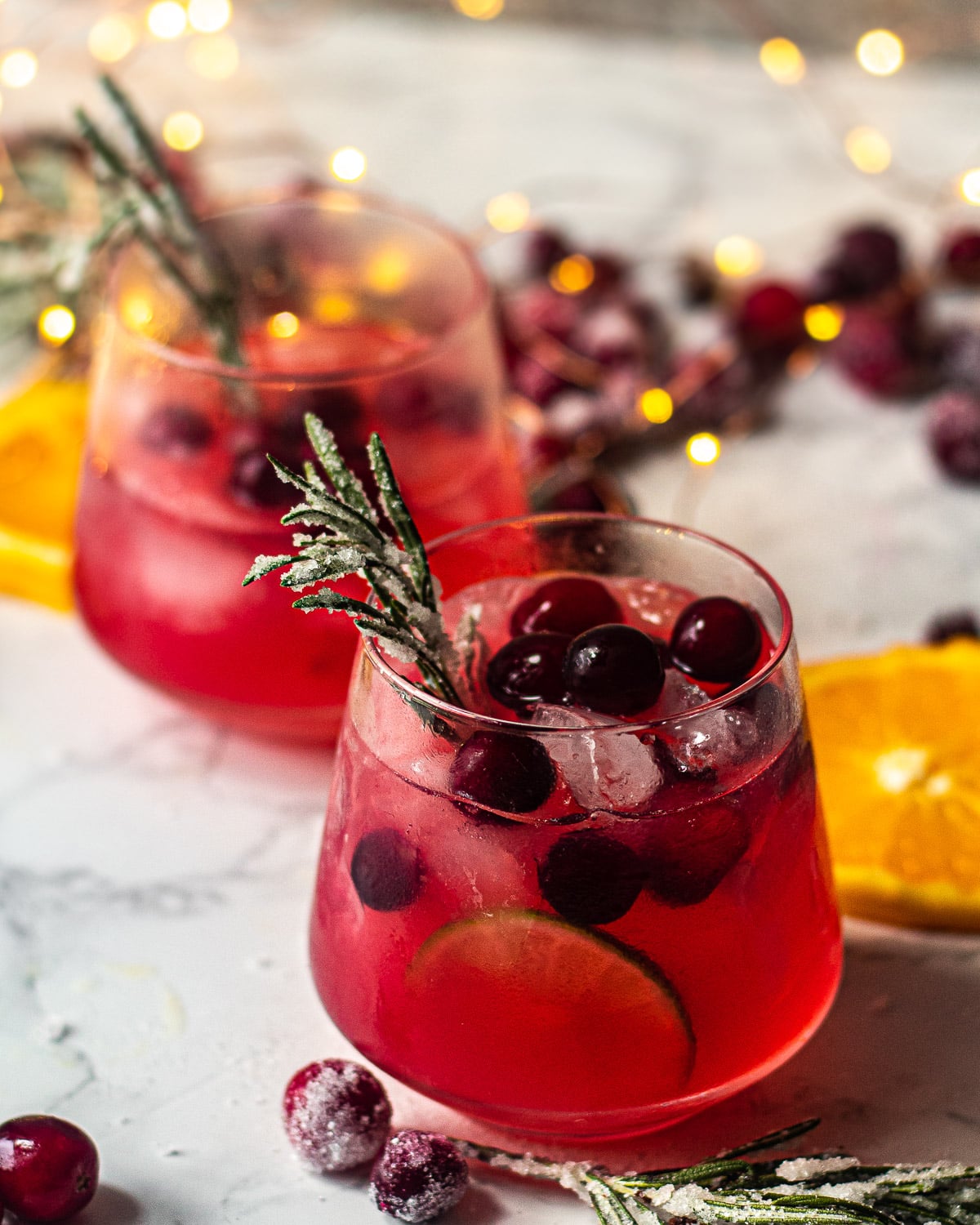 Cranberry Mistletoe Margaritas in a festive setting