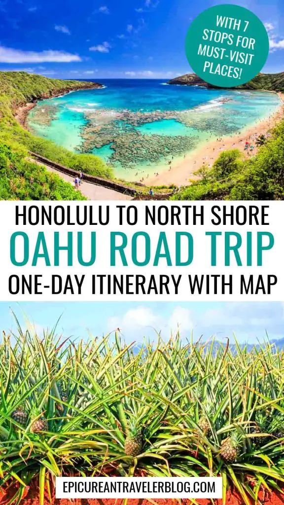 Oahu road trip: One-day itinerary from Honolulu to North Shore with map to 7 stops including Hanauma Bay and Dole Plantation (as pictured here)