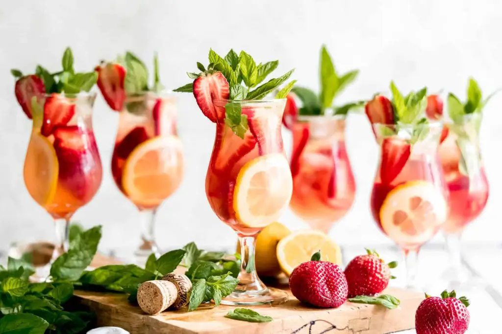 Summertime sparkling rosé sangria