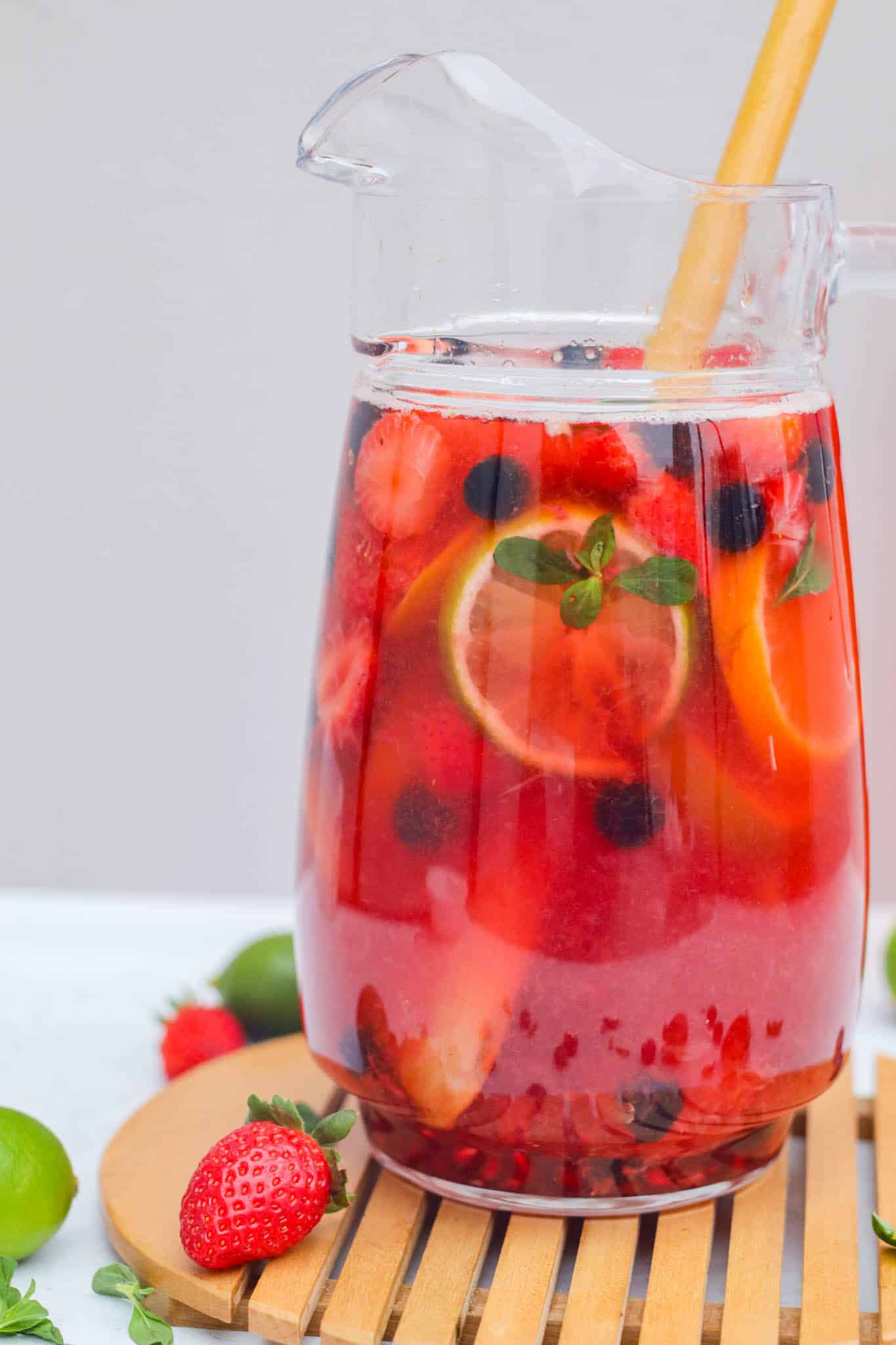 Easy rosé sangria with summer fruits