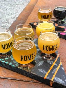 HOMES Brewery flight of craft beers in Ann Arbor, Michigan, USA