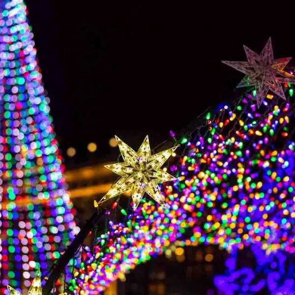 Christmas lights at WinterLand in Downtown Cleveland's Public Square
