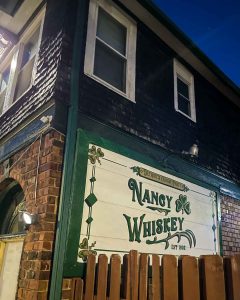Nancy Whiskey sign outside Detroit's oldest bar, Nancy Whiskey's, established in 1902