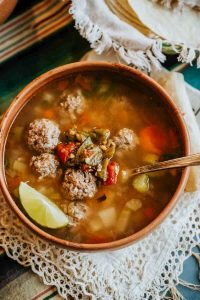 Caldo de Albóndigas, a traditional Mexican meatball soup