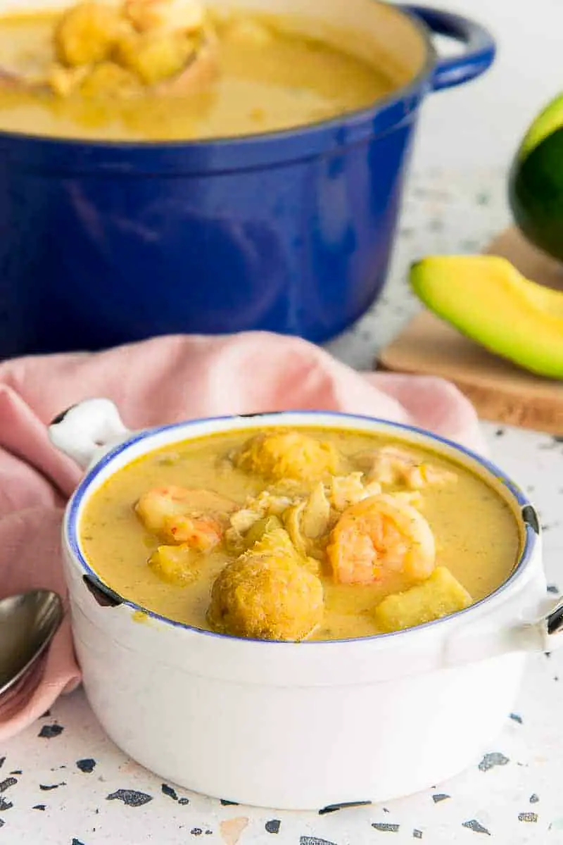 Caldo santo, a Puerto Rican coconut seafood soup that is served during Lent