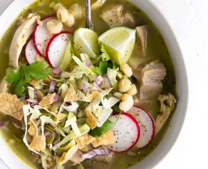 Pozole verde, a traditional Latin American soup from Mexico