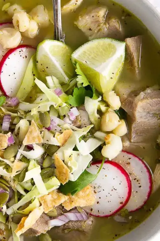 Pozole verde, a traditional Latin American soup from Mexico