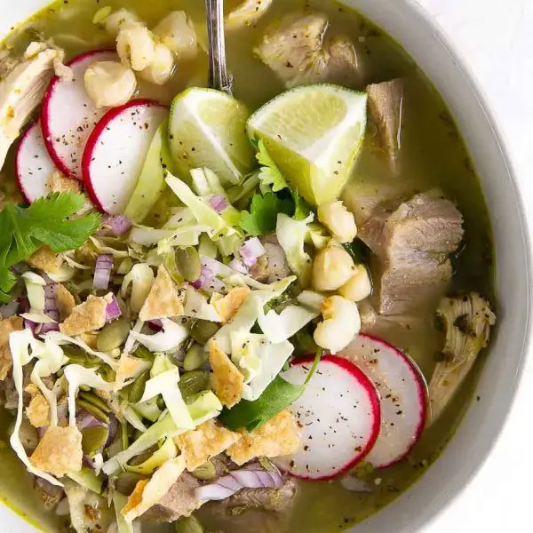Pozole verde, a traditional Latin American soup from Mexico
