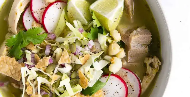 Pozole verde, a traditional Latin American soup from Mexico