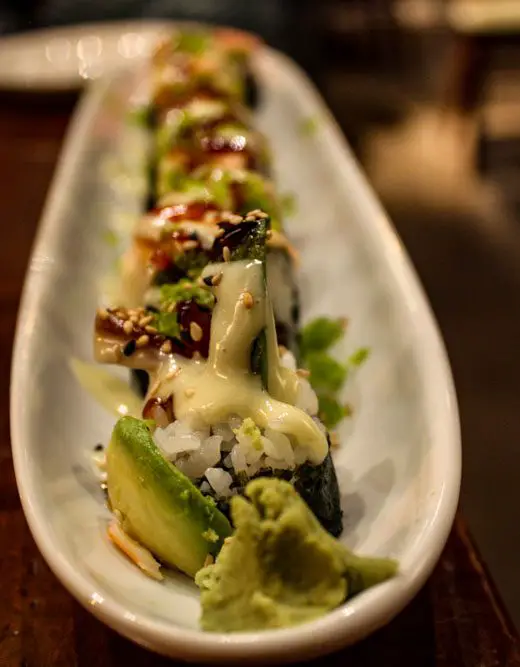 Maru Sushi & Grill blue mango roll at Grand Rapids, Michigan restaurant