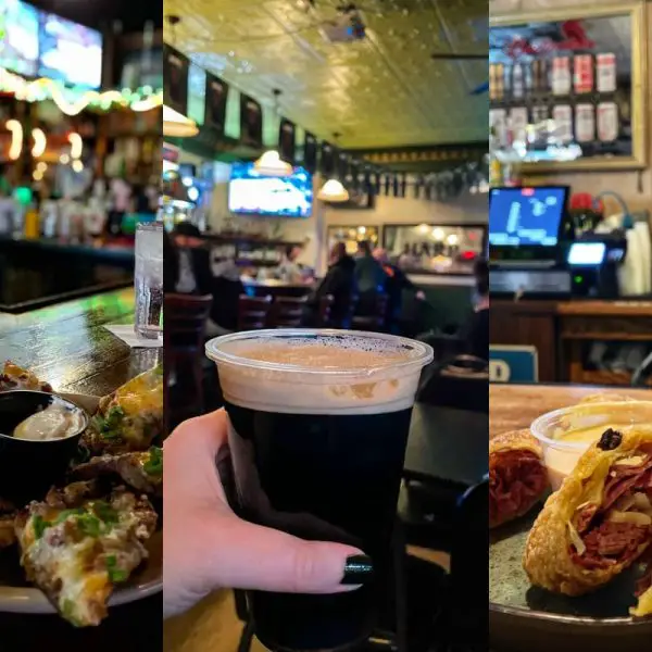 Detroit Irish bars collage featuring (left to right): McShane's Irish Pub & Whiskey Bar, Nancy Whiskey, and the Old Shillelagh