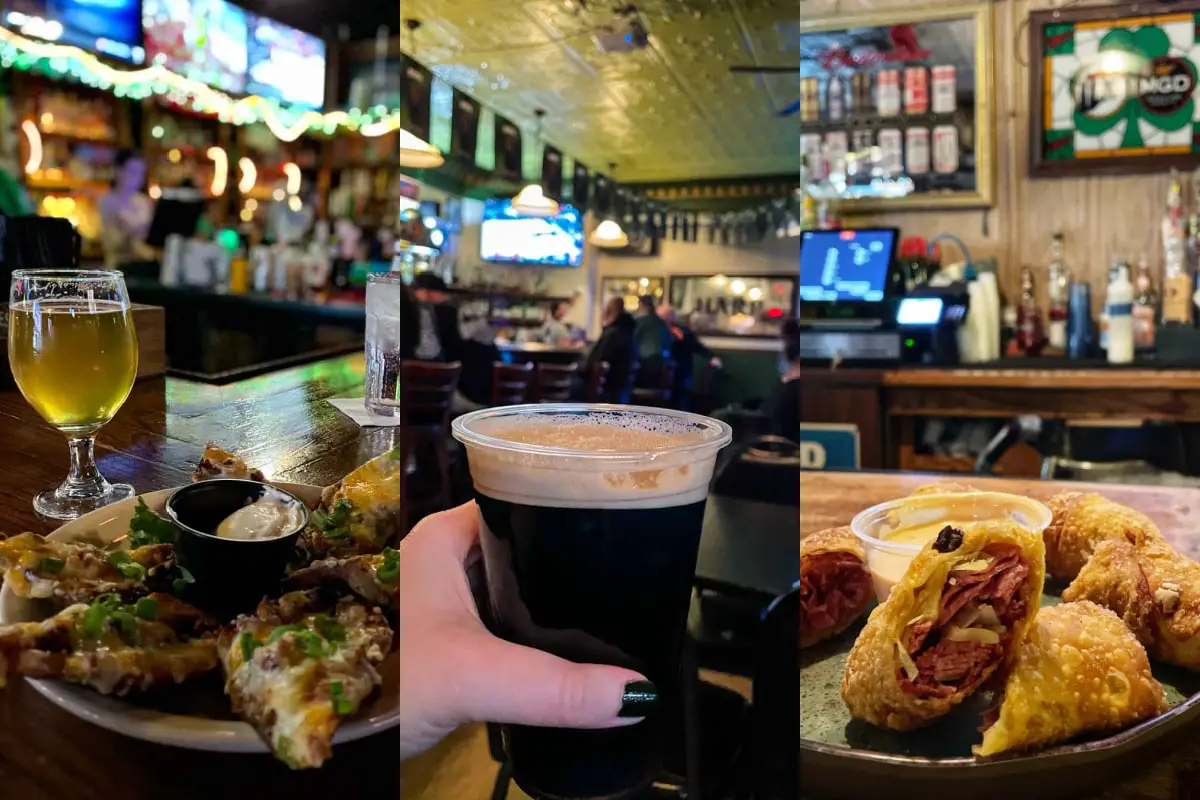 Detroit Irish bars collage featuring (left to right): McShane's Irish Pub & Whiskey Bar, Nancy Whiskey, and the Old Shillelagh