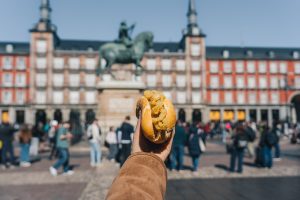 Bocadillo de calamares in Plaza Mayor, Madrid, Spain